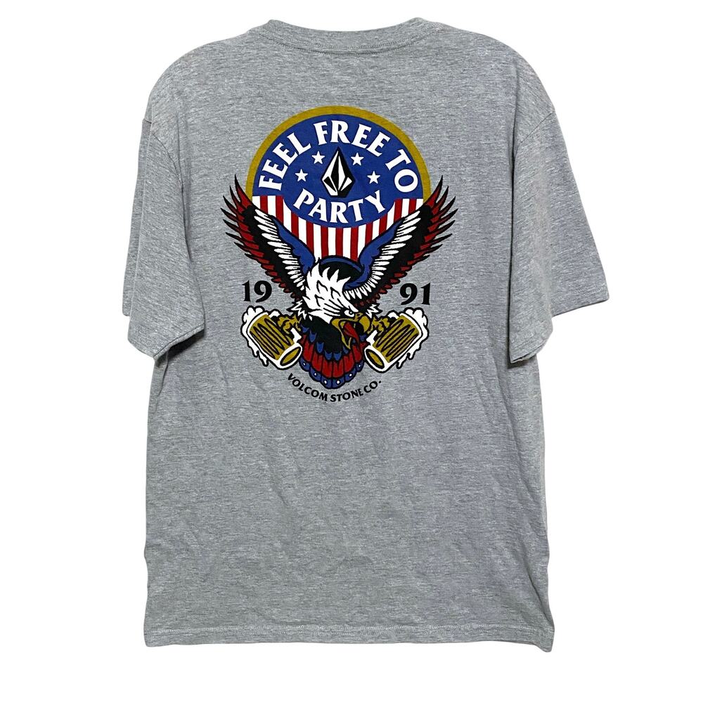 Volcom Feel Free To Party Shirt Men M USA America Eagle Beer Y2K July 4th Summer